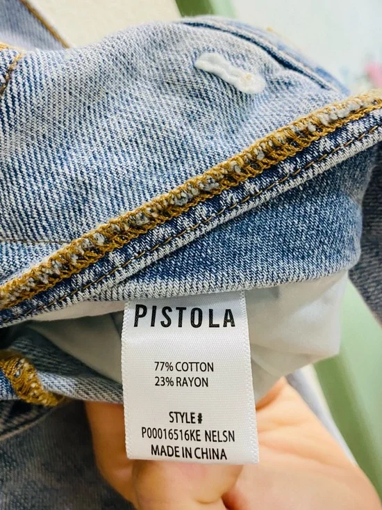 Pistola Light Wash Bobbie Mid Rise Loose Straight Leg Cross Front Jeans Size 29 - Picture 7 of 8